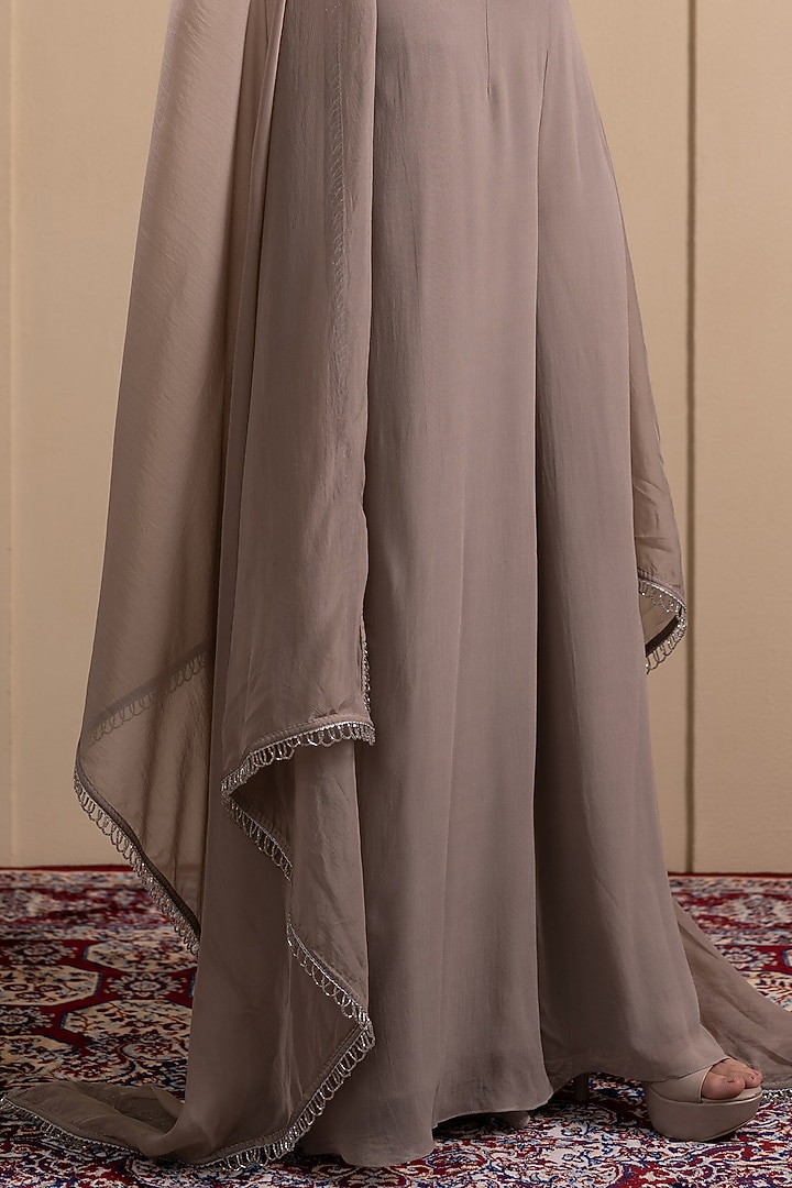 Grey Georgette Palazzo Pant Set by Tanya Chopra at Pernia's Pop Up Shop