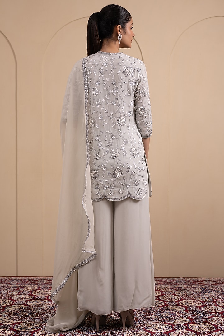 Powder Blue Georgette Wedding Sharara Set by Tanya Chopra at Pernia's Pop Up Shop