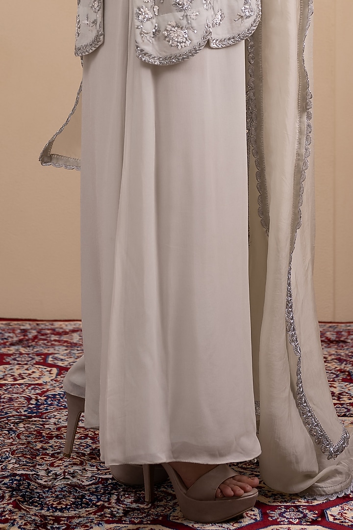 Powder Blue Georgette Wedding Sharara Set by Tanya Chopra at Pernia's Pop Up Shop