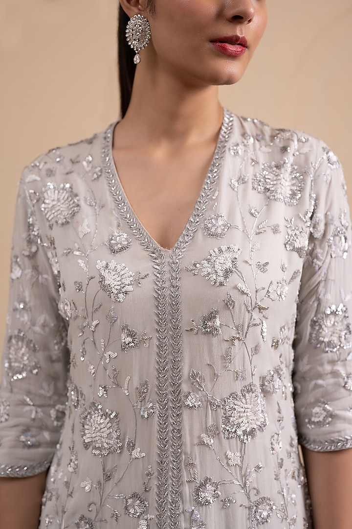 Powder Blue Georgette Wedding Sharara Set by Tanya Chopra at Pernia's Pop Up Shop