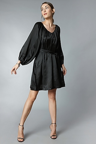 Black Silk Satin Dress by Tara And I