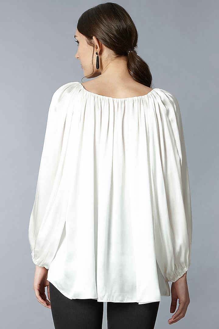 White Silk Satin Blouse by Tara And I at Pernia's Pop Up Shop