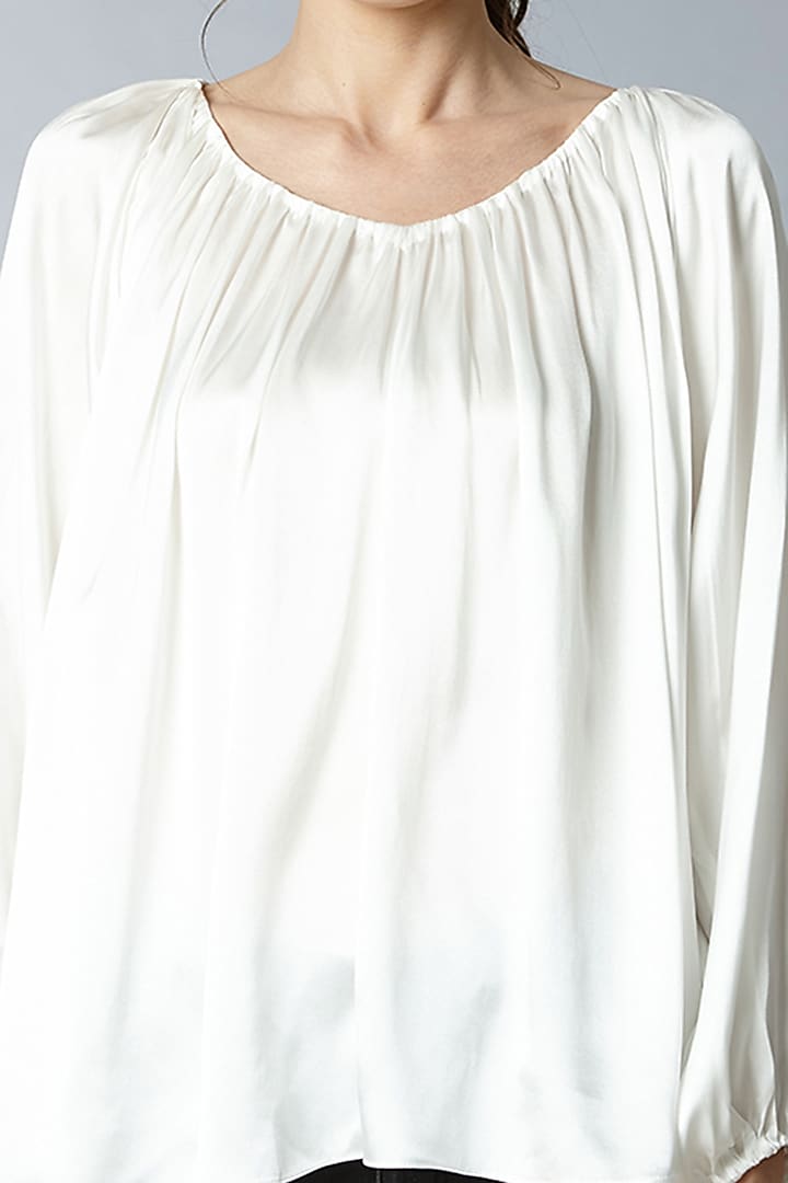 White Silk Satin Blouse by Tara And I at Pernia's Pop Up Shop