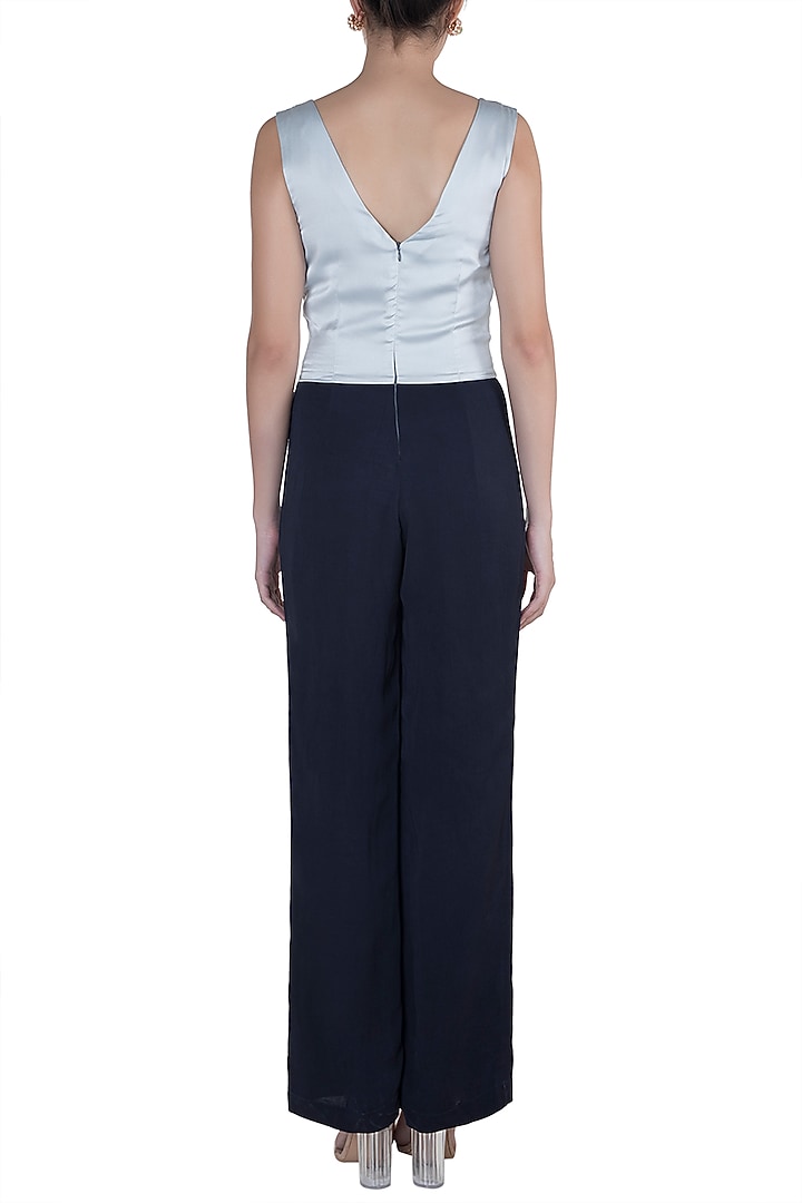 Pearl Blue Embroidered Jumpsuit by Tara and I at Pernia's Pop Up Shop