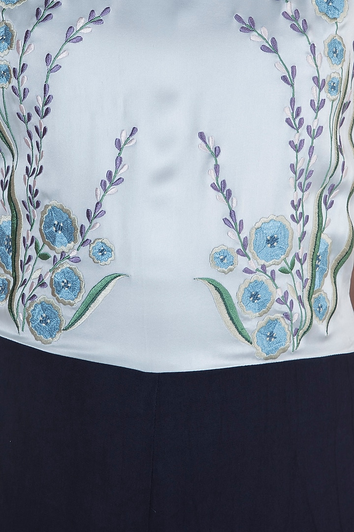 Pearl Blue Embroidered Jumpsuit by Tara and I at Pernia's Pop Up Shop