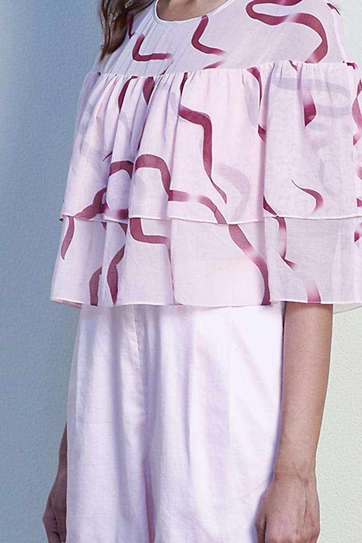 Blush Pink Printed Layered Playsuit by Tara and I at Pernia's Pop Up Shop