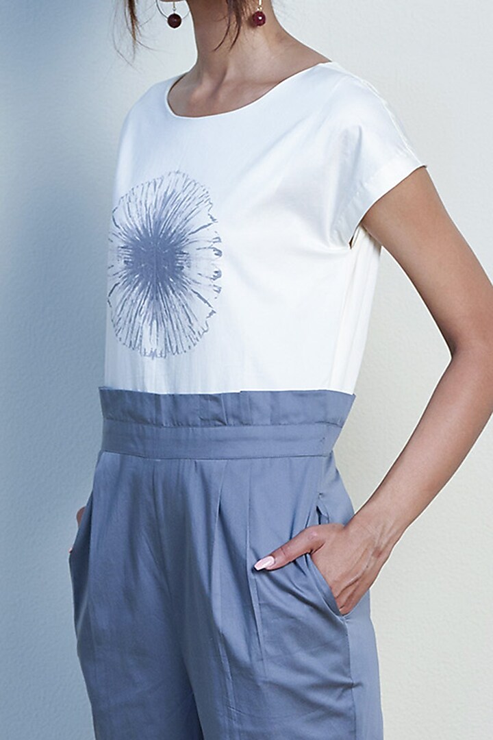 Ivory & Grey Color Blocked Jumpsuit by Tara and I at Pernia's Pop Up Shop