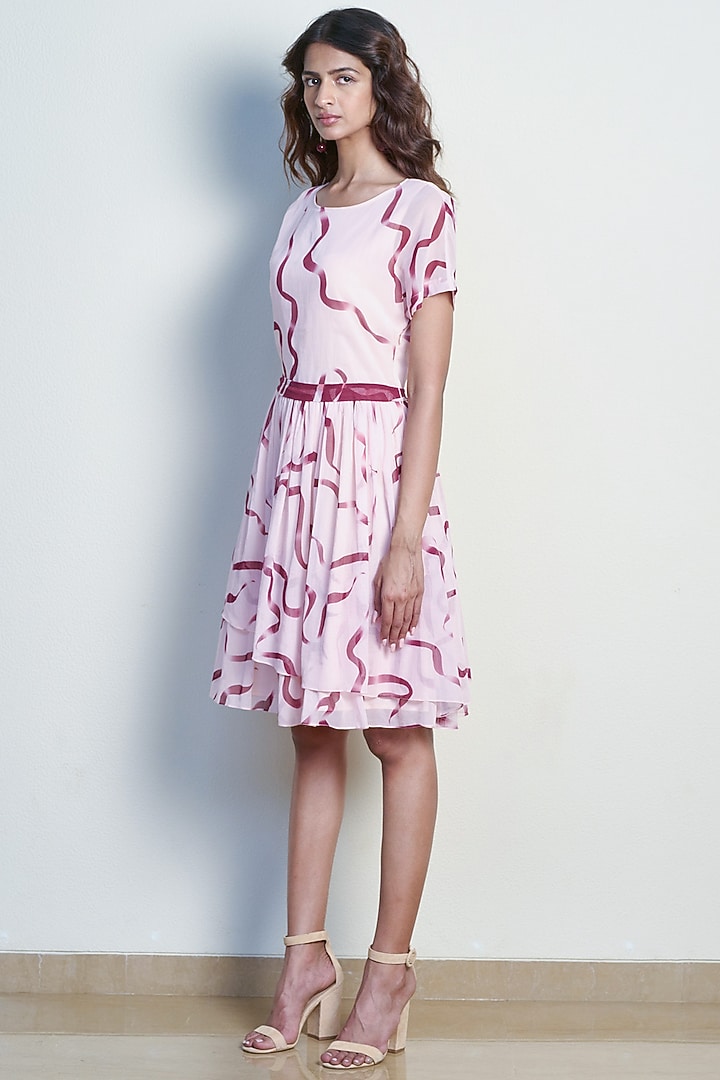 Blush Pink Printed Fit & Flared Summer Dress by Tara and I at Pernia's Pop Up Shop