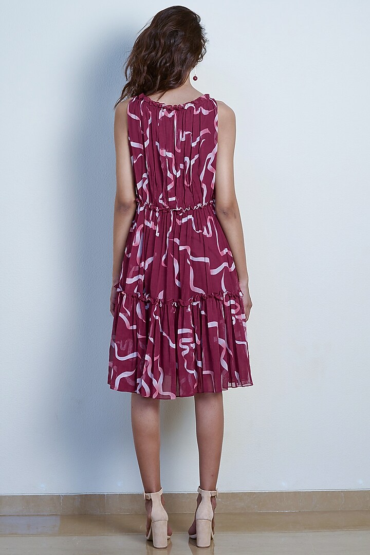 Plum Red Ruffled Midi Summer Dress by Tara and I at Pernia's Pop Up Shop