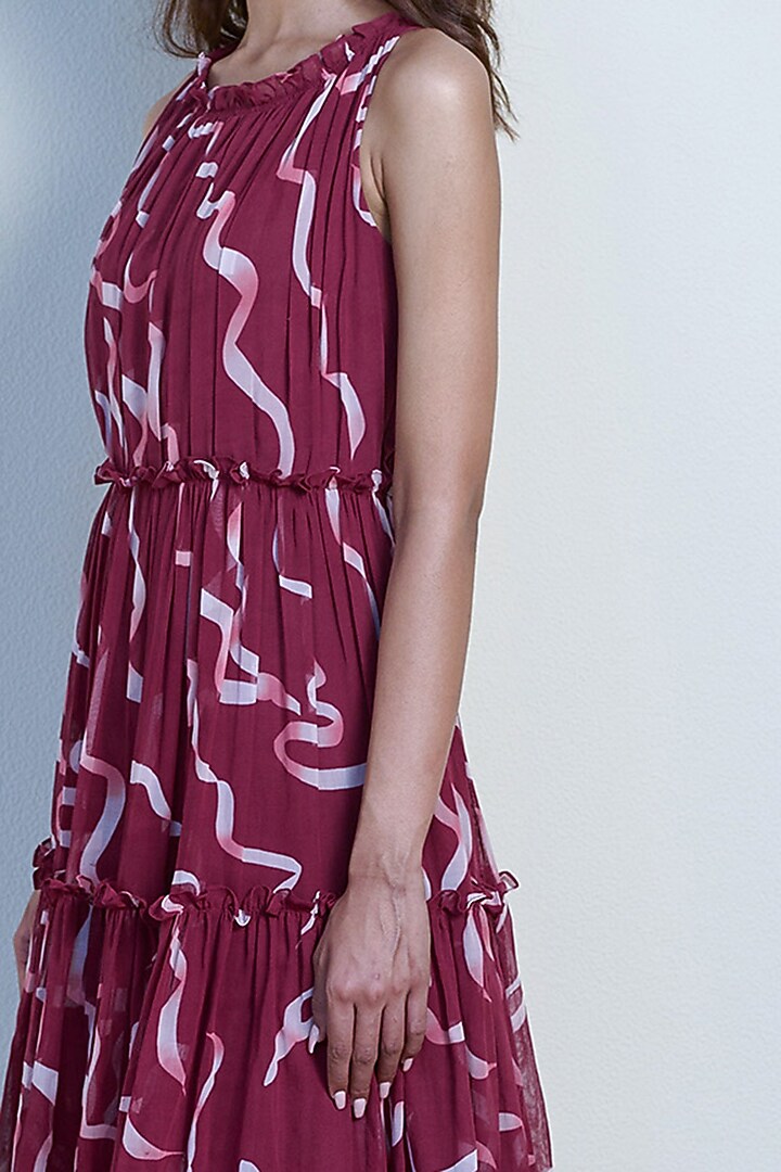 Plum Red Ruffled Midi Summer Dress by Tara and I at Pernia's Pop Up Shop