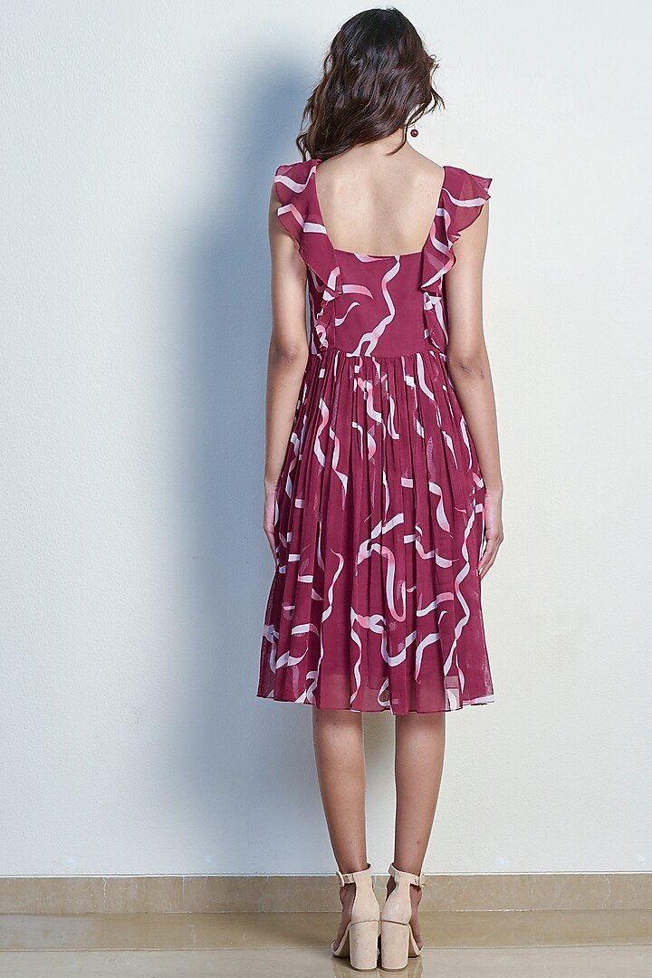 Plum Red Printed Ruffled Summer Dress by Tara and I at Pernia's Pop Up Shop