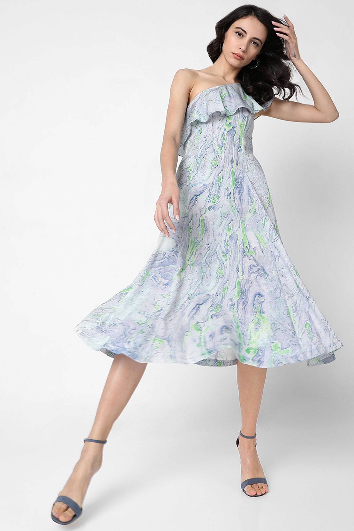 Powder Blue Printed Midi Dress by Tara and I