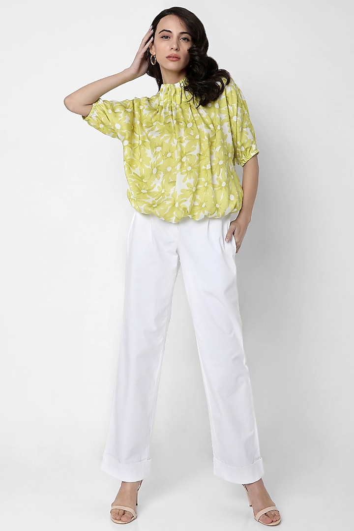 Lime Green Tencel Pleated Top by Tara and I