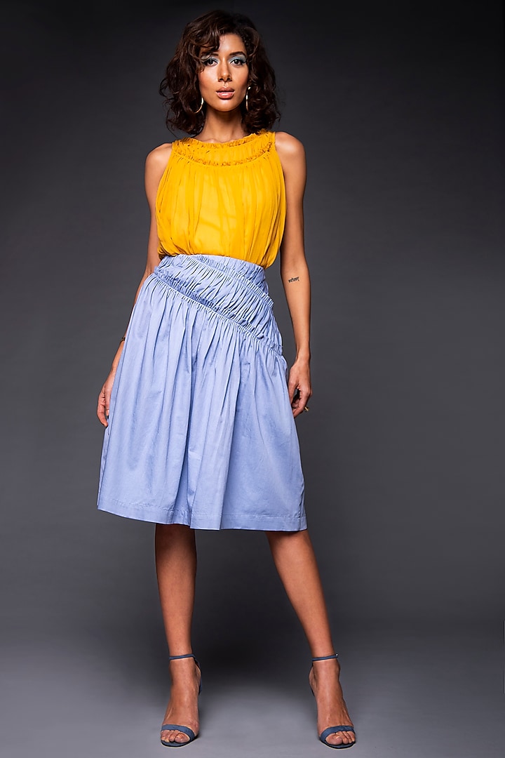 Yellow Cotton Ruched Top by Tara and I