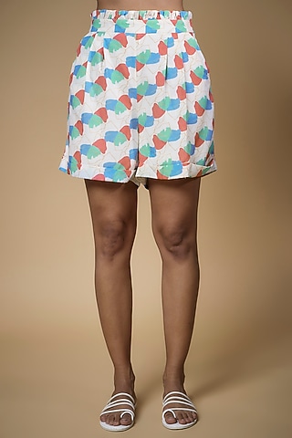 White Floral Printed Shorts by Tara and I
