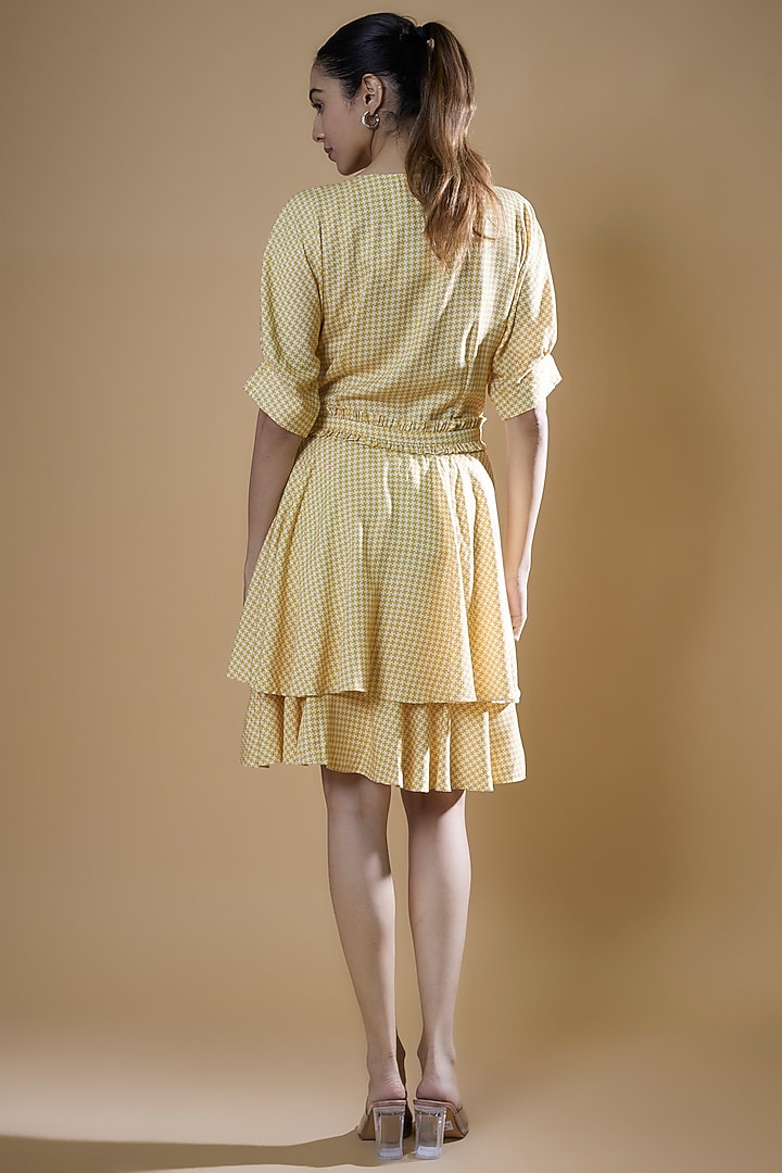 Yellow Modal Twill Printed Mini Tiered Summer Dress by Tara and I at Pernia's Pop Up Shop
