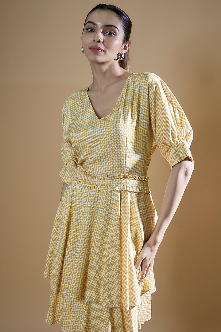 Yellow Modal Twill Printed Mini Tiered Summer Dress by Tara and I at Pernia's Pop Up Shop