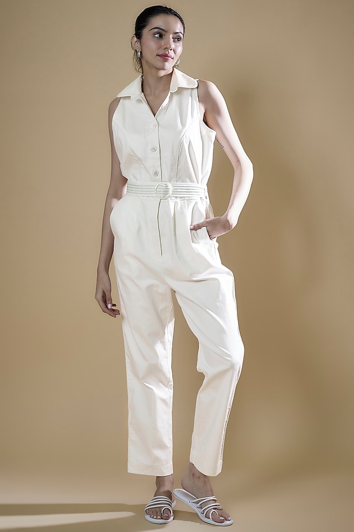 White Denim Jumpsuit by Tara and I at Pernia's Pop Up Shop