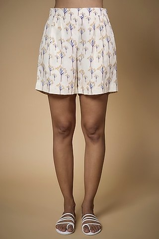 Multi Colored Tencel Linen Printed Shorts by Tara and I