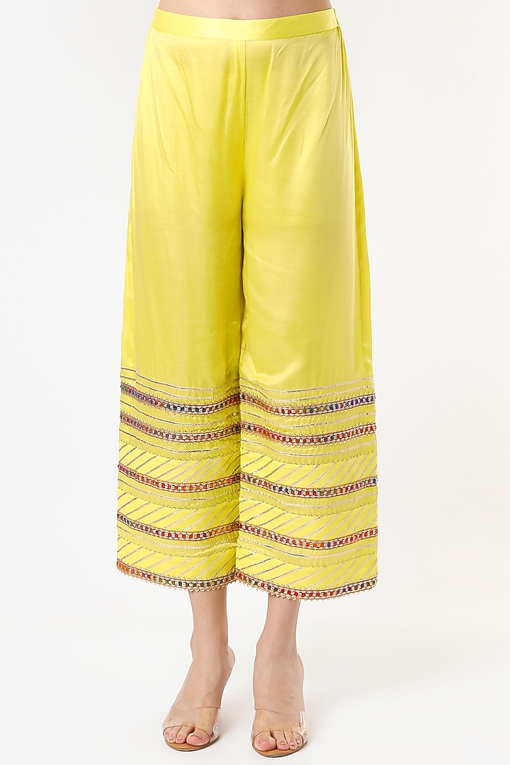 Lime Embroidered Party Wear Anarkali Set by Tanu Malhotra at Pernia's Pop Up Shop