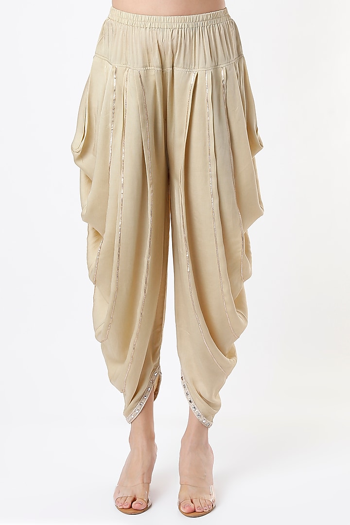 Beige Embroidered Tunic Set by Tanu Malhotra at Pernia's Pop Up Shop