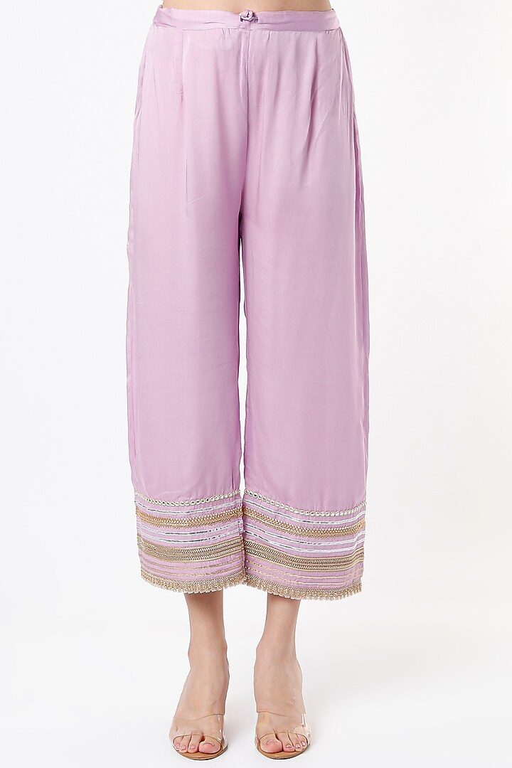 Lavender Embroidered Short Party Wear Anarkali Set by Tanu Malhotra at Pernia's Pop Up Shop