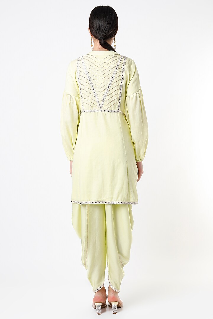 Lime Embroidered Tunic Set by Tanu Malhotra at Pernia's Pop Up Shop
