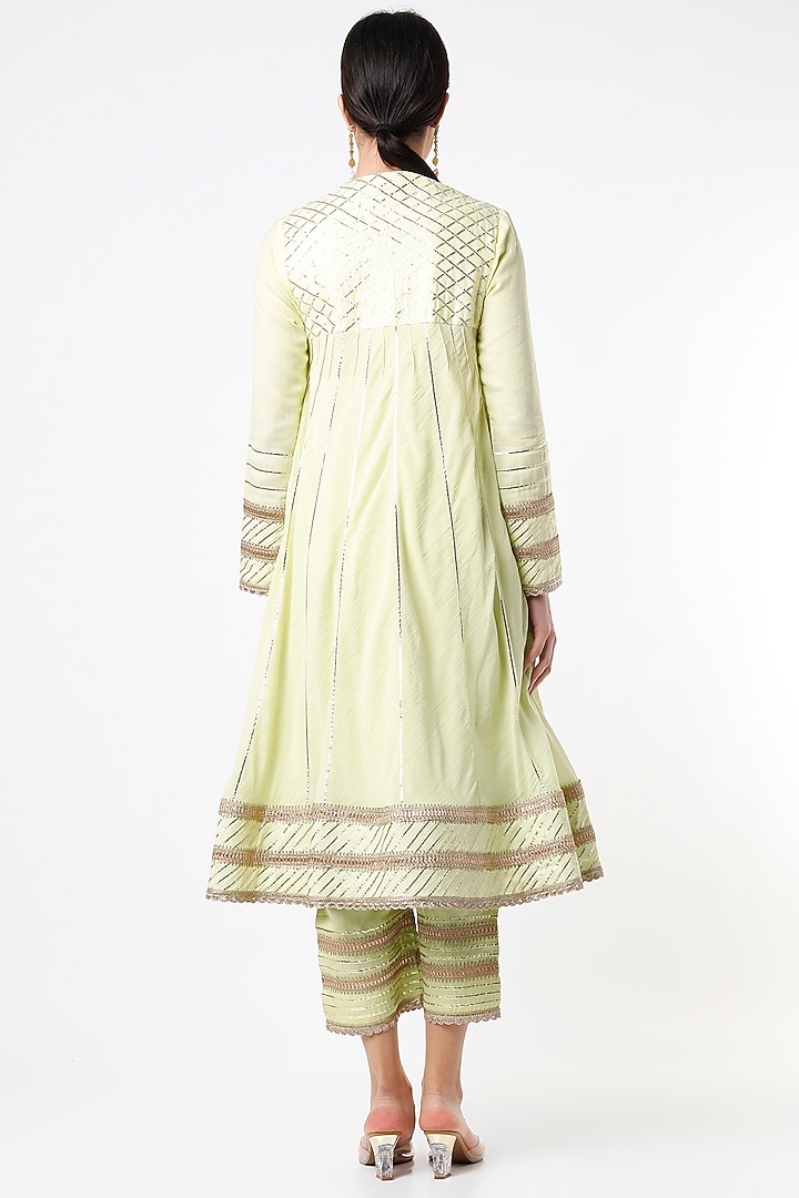 Mint Embroidered Party Wear Anarkali Set by Tanu Malhotra at Pernia's Pop Up Shop