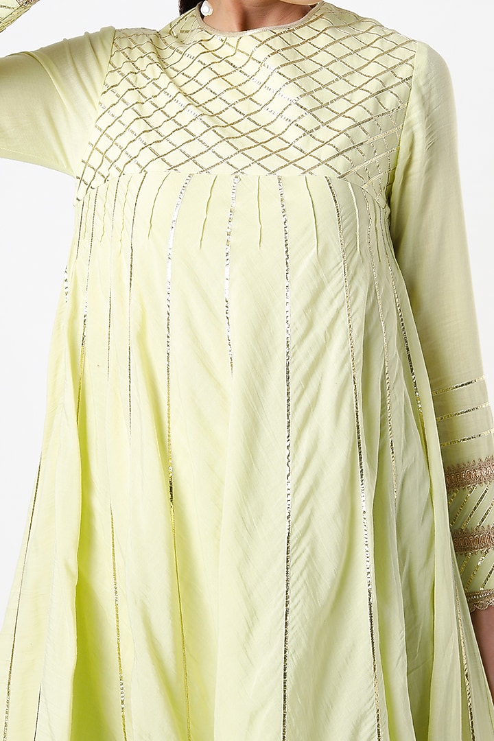 Mint Embroidered Party Wear Anarkali Set by Tanu Malhotra at Pernia's Pop Up Shop