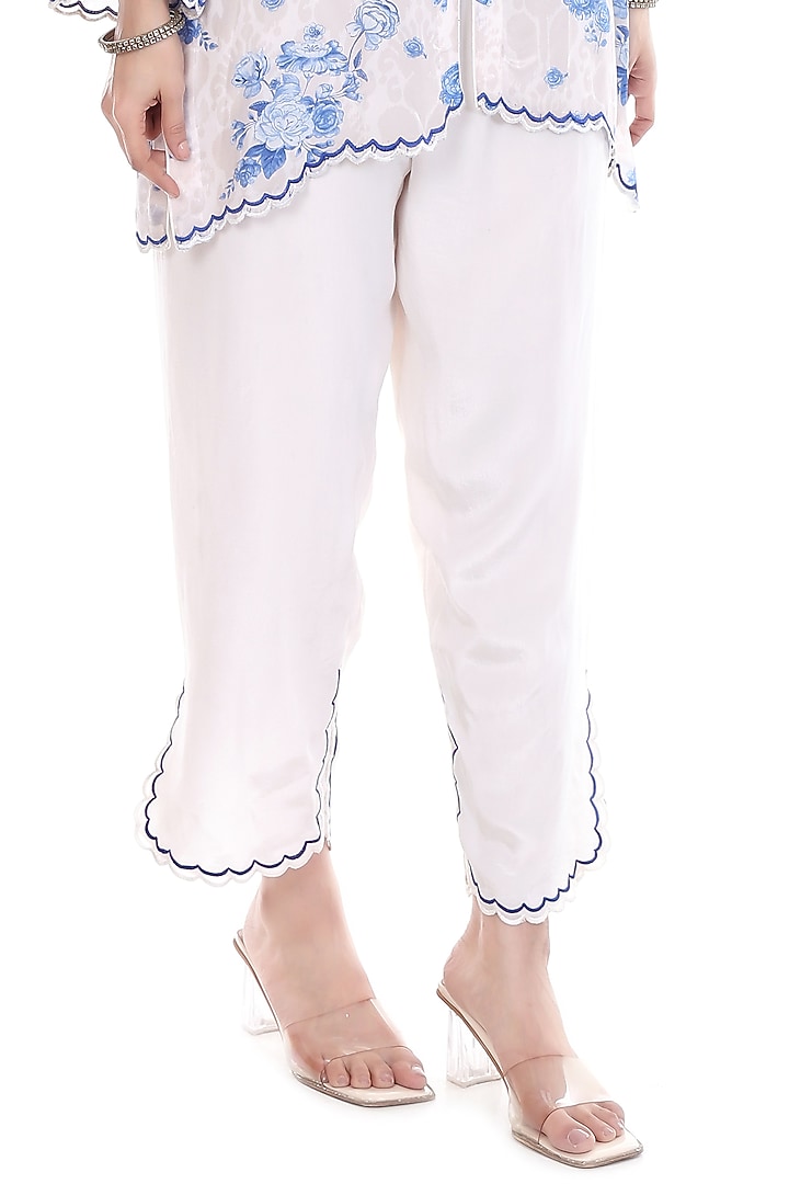 Blue & White Crepe Floral Printed Co-Ord Set by Tanu Malhotra at Pernia's Pop Up Shop