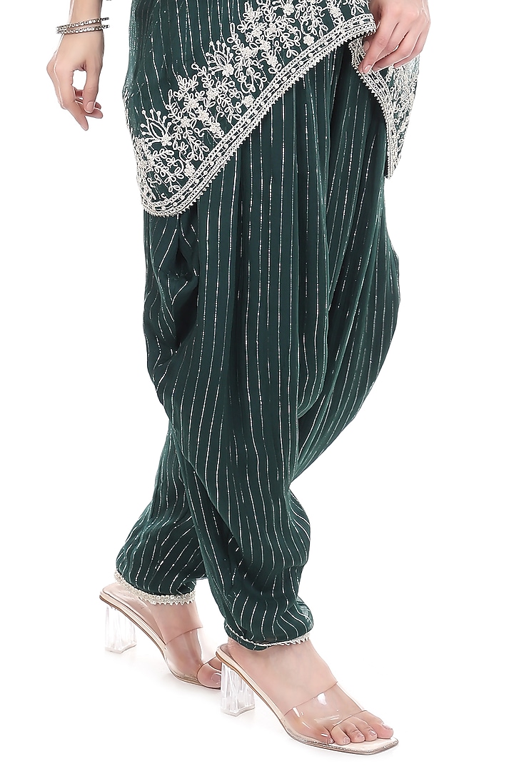 Green Lurex Embroidered High-Low Kaftan Set by Tanu Malhotra at Pernia's Pop Up Shop