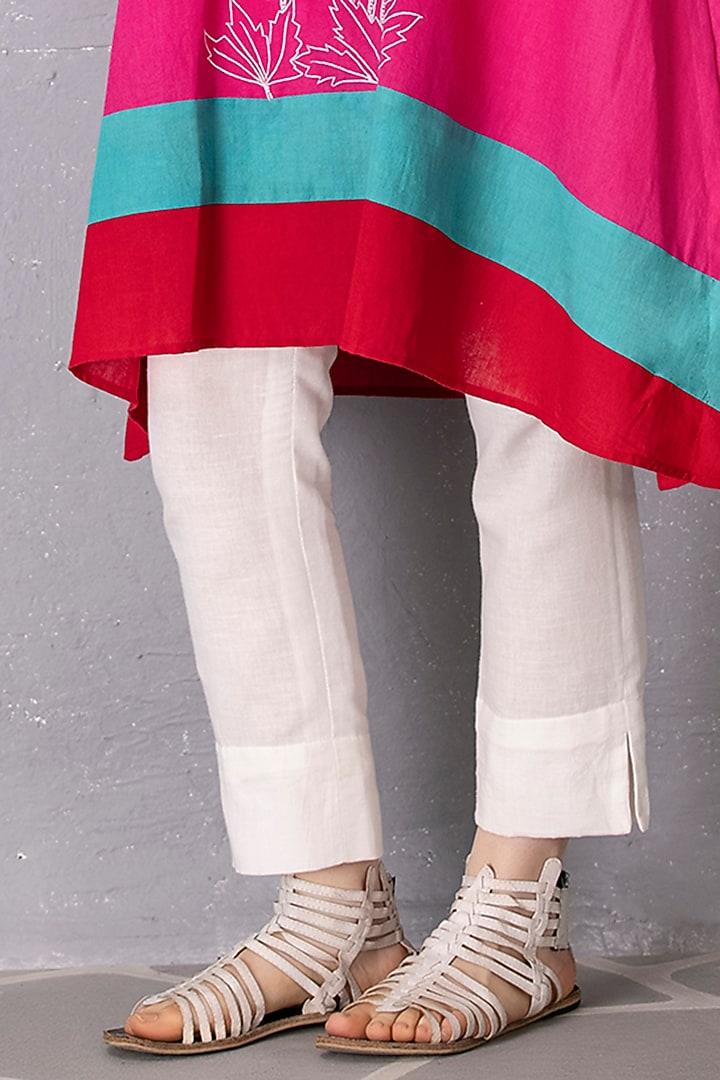 Bubble Gum Cotton Linen Embroidered A-Line Tunic Set by Tanu Malhotra at Pernia's Pop Up Shop