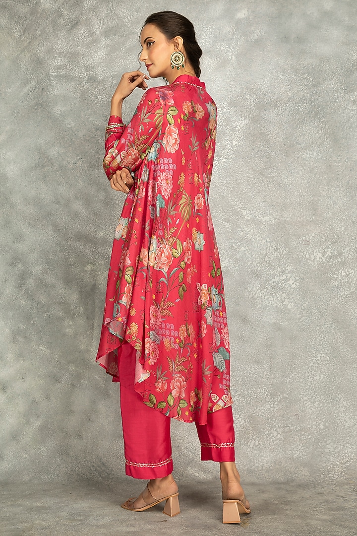 Hot Pink Cotton Silk Digital Printed Kurta Set by Tanu Malhotra at Pernia's Pop Up Shop