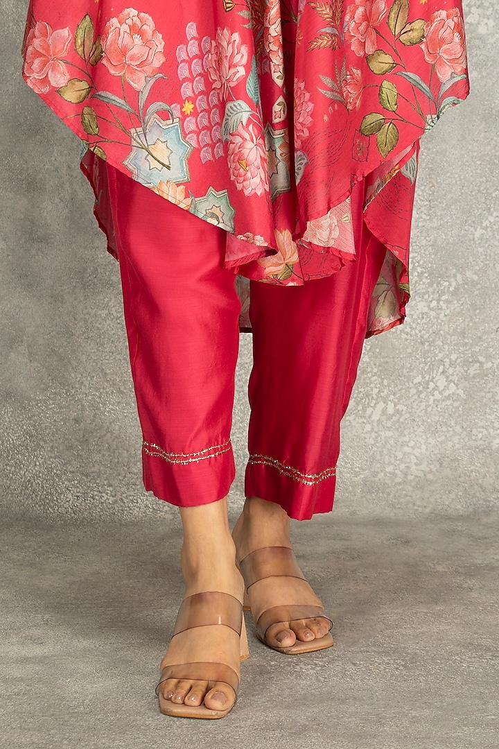 Hot Pink Cotton Silk Digital Printed Kurta Set by Tanu Malhotra at Pernia's Pop Up Shop