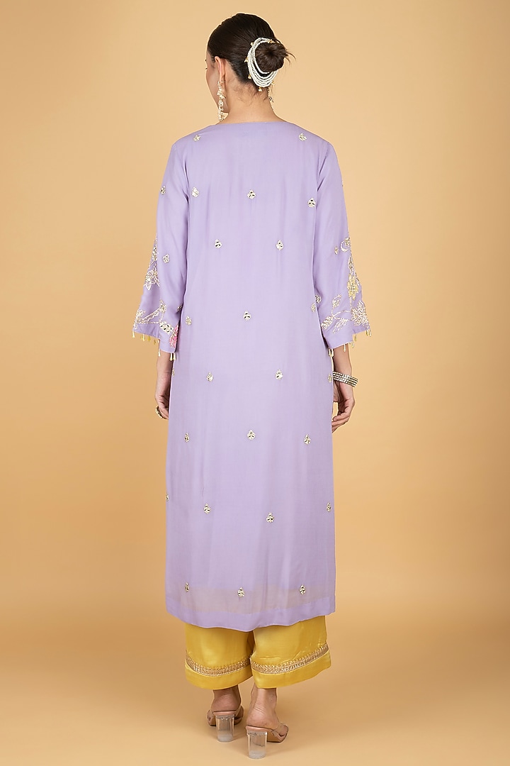 Purple Georgette Embroidered Kurta Set by Tanu Malhotra at Pernia's Pop Up Shop