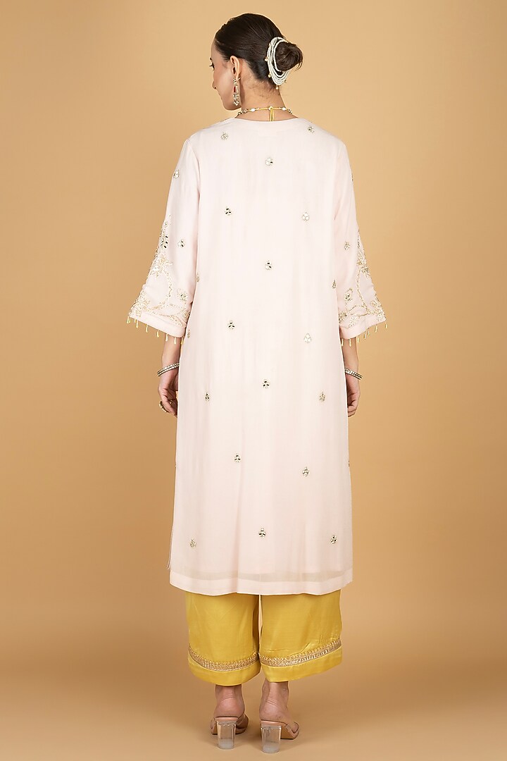Ivory Georgette Embroidered Kurta Set by Tanu Malhotra at Pernia's Pop Up Shop