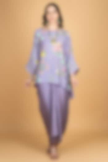 Purple Modal Silk Draped Skirt Set by Tanu Malhotra at Pernia's Pop Up Shop