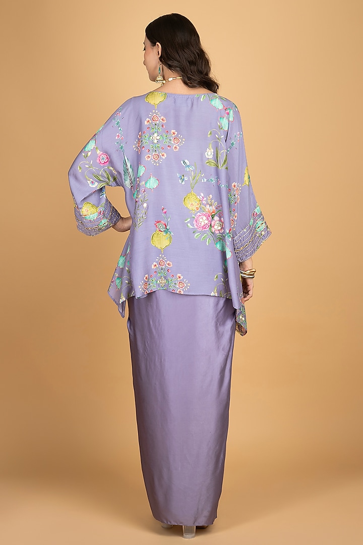 Purple Modal Silk Draped Skirt Set by Tanu Malhotra at Pernia's Pop Up Shop