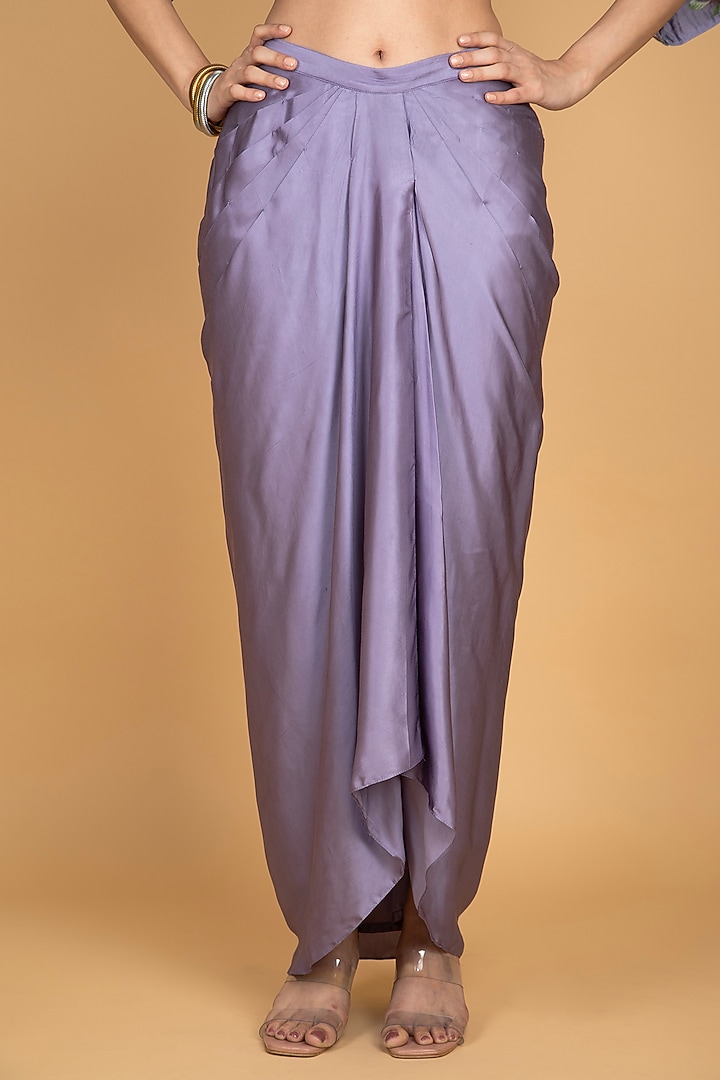 Purple Modal Silk Draped Skirt Set by Tanu Malhotra at Pernia's Pop Up Shop