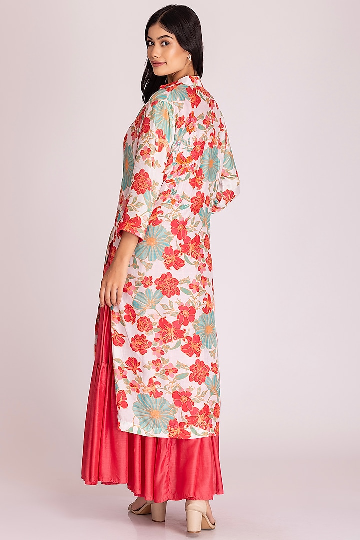 Dark Peach Cotton Tiered Jacket Summer Dress by Tanu Malhotra at Pernia's Pop Up Shop