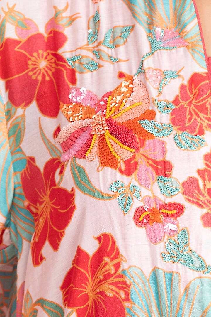 Dark Peach Cotton Tiered Jacket Summer Dress by Tanu Malhotra at Pernia's Pop Up Shop
