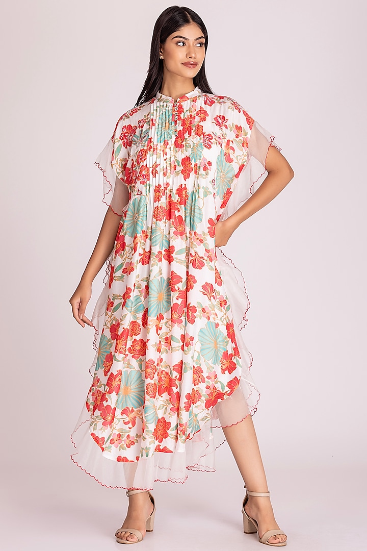 Multi-Colored Cotton Silk Printed Summer Dress by Tanu Malhotra at Pernia's Pop Up Shop