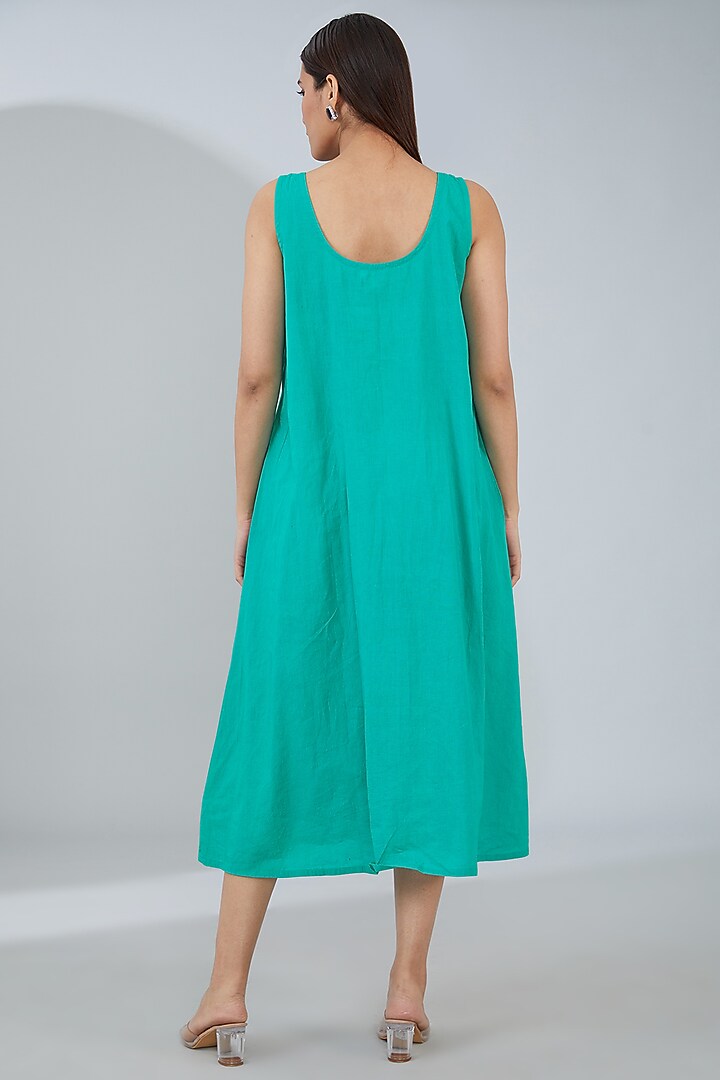 Navy Blue & Blue Organic Cotton Midi Jacket Vacation Dress by Tanu Malhotra at Pernia's Pop Up Shop
