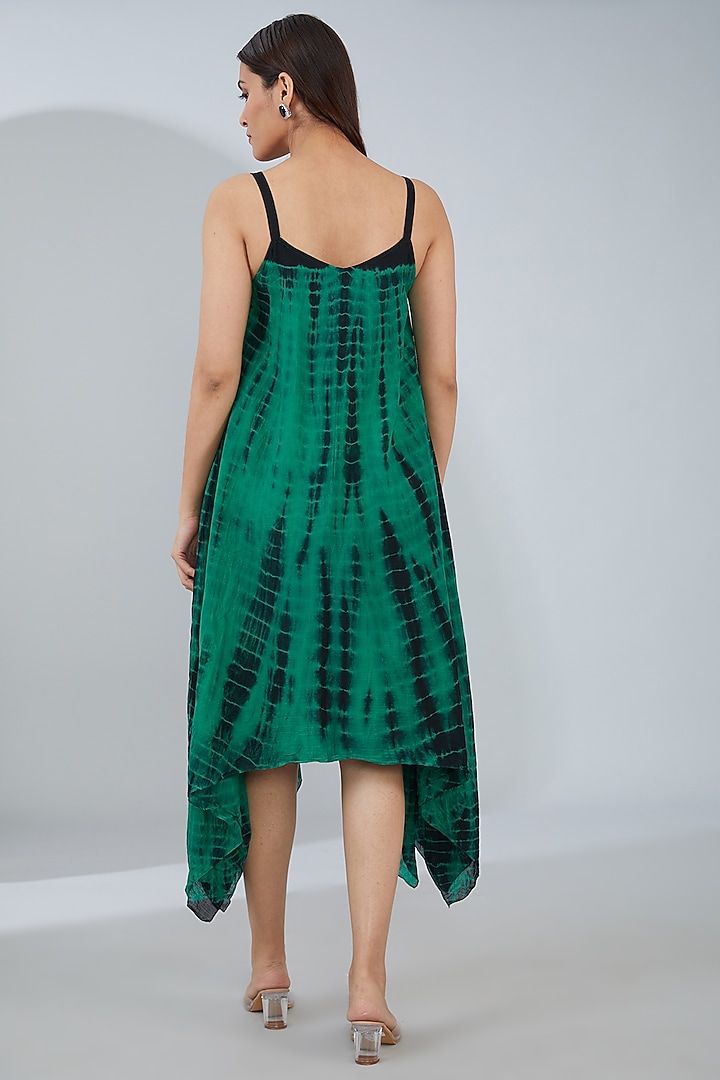 Black Organic Cotton Tie-Dyed Midi Jacket Vacation Dress by Tanu Malhotra at Pernia's Pop Up Shop