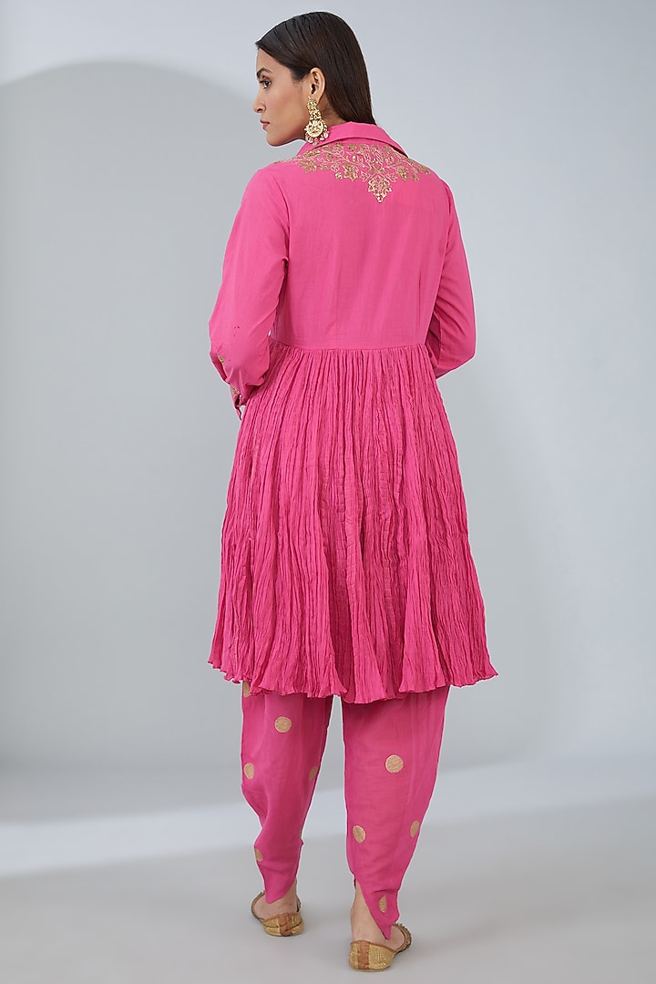Fuchsia Pink Organic Cotton Dhoti Pant Set by Tanu Malhotra at Pernia's Pop Up Shop