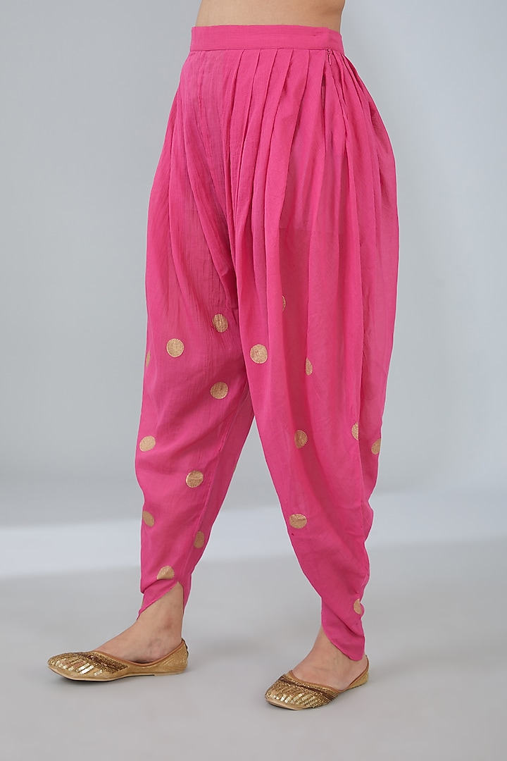 Fuchsia Pink Organic Cotton Dhoti Pant Set by Tanu Malhotra at Pernia's Pop Up Shop