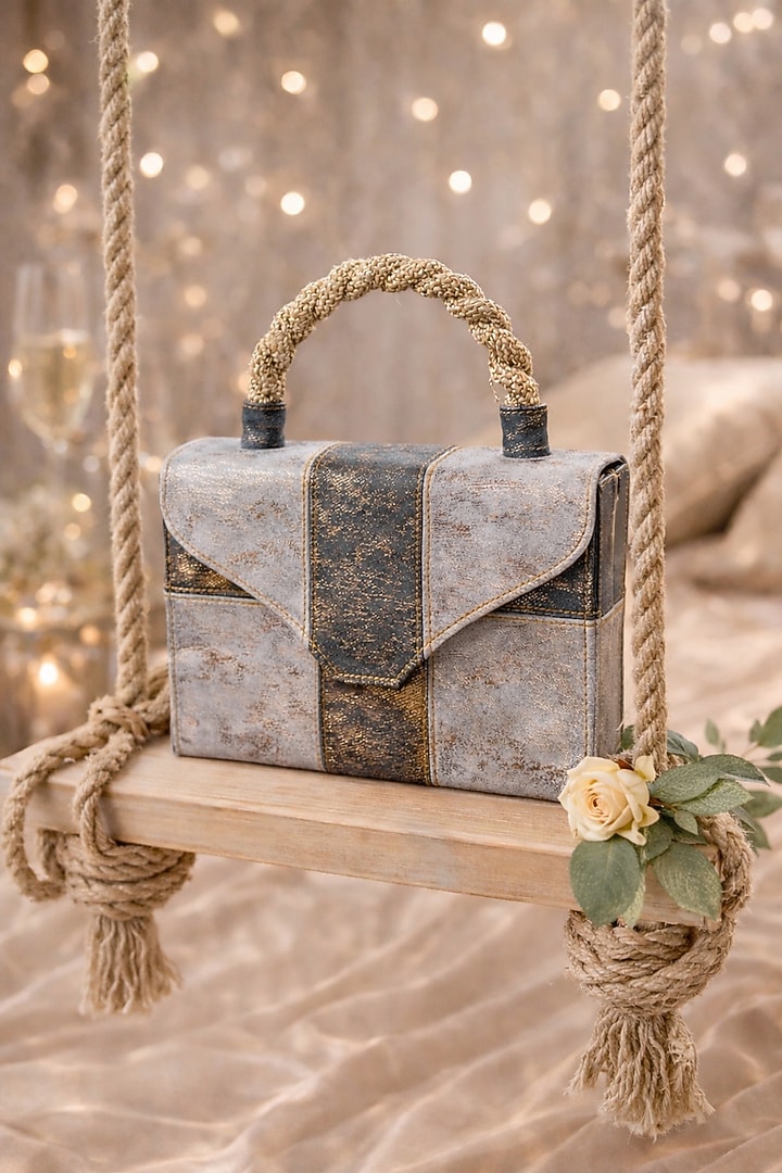 Denim Blue Jute Braided Clutch by TAN Studio at Pernia's Pop Up Shop