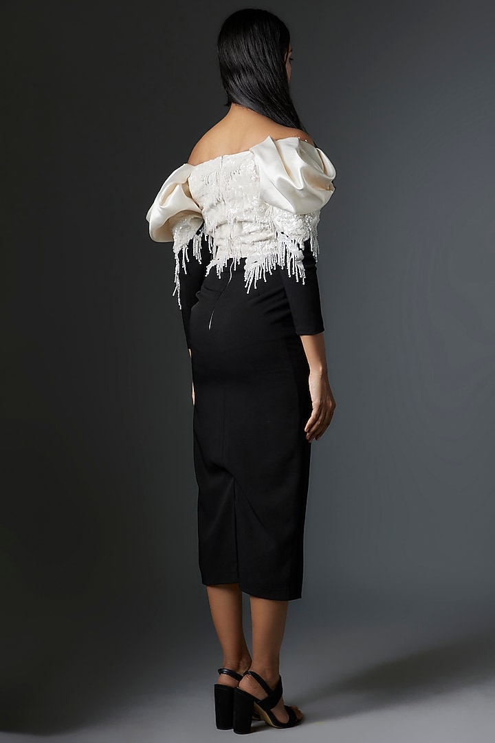 Black & White Crepe Party Wear Dress by Tanieya Khanuja at Pernia's Pop Up Shop