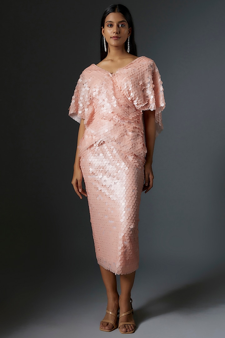 Pink Sequins Skirt Set by Tanieya Khanuja