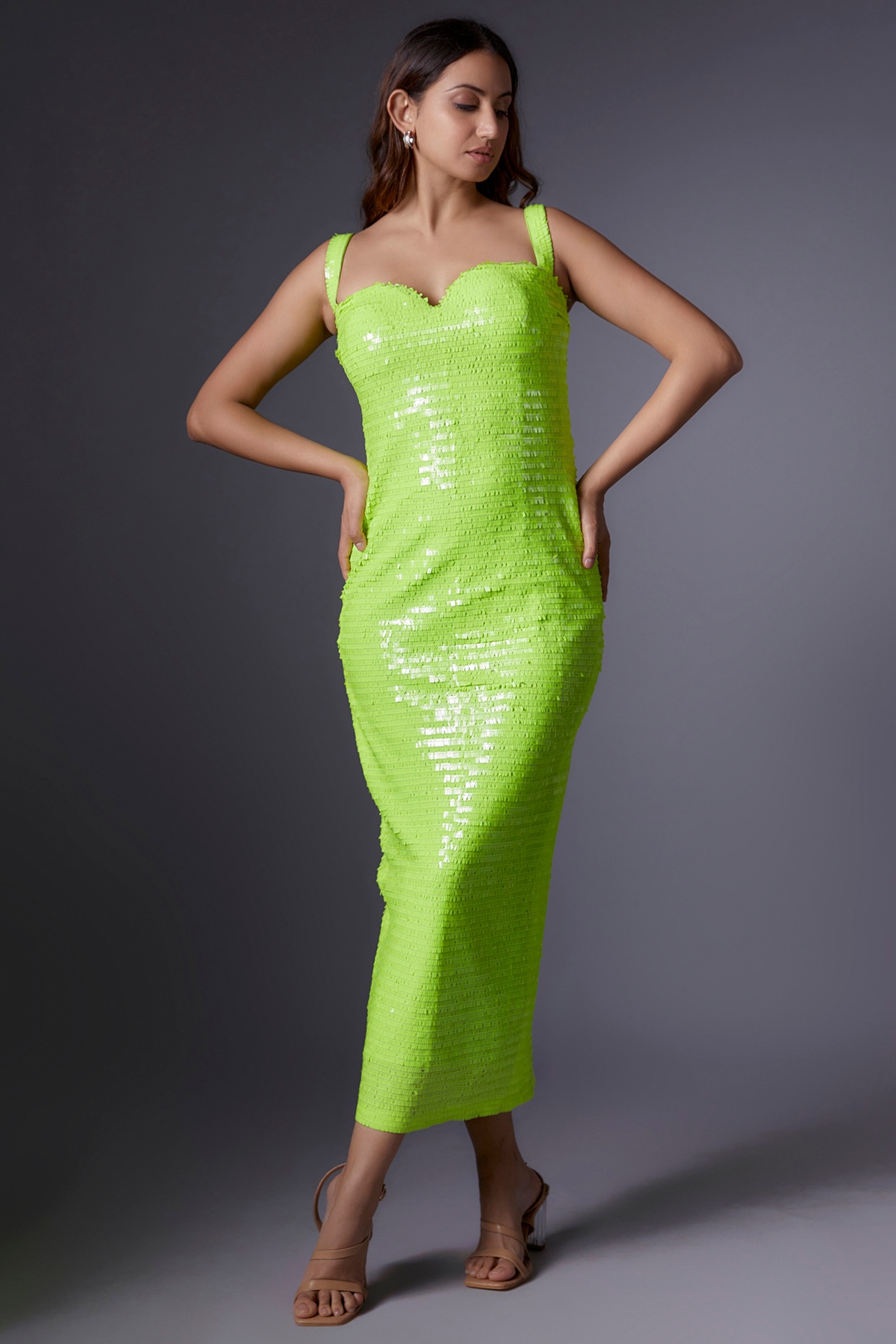 Neon green sequin dress hotsell